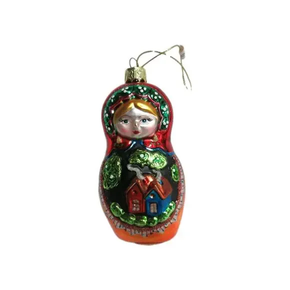 Russian Nesting Doll Glass Ornaments Set Of 3 SMITHSONIAN INSTITUTION 5" Tall